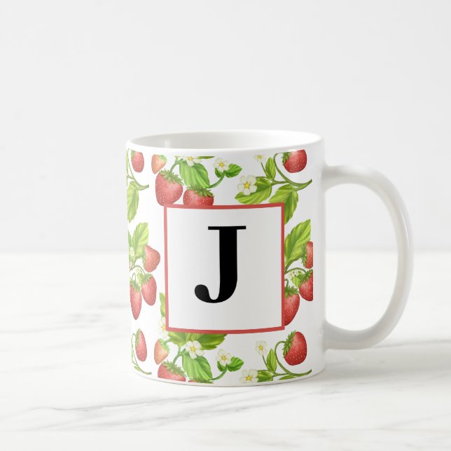 Monogram Strawberry Watercolor Mug (Right)