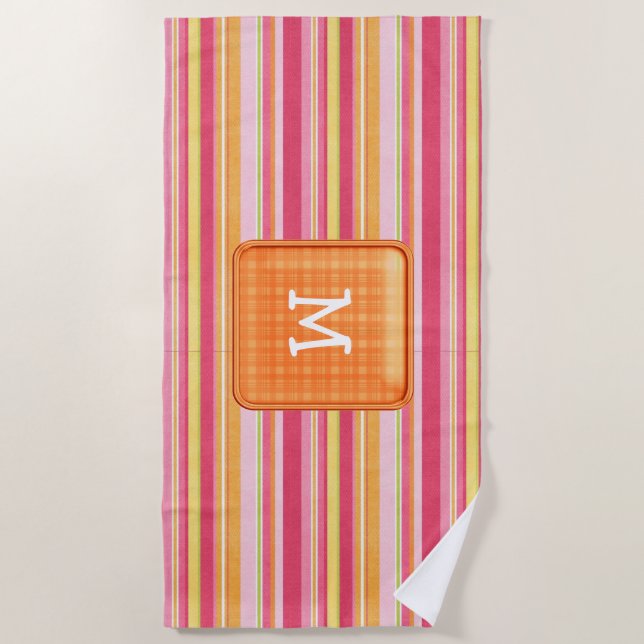 Monogram Striped Beach Towel (Front)