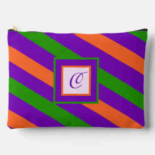 Monogram Striped Colourful & Vibrant Accessory Pouch