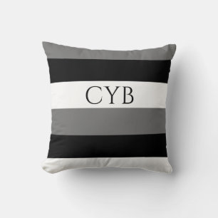 Monogram Striped Throw Pillow