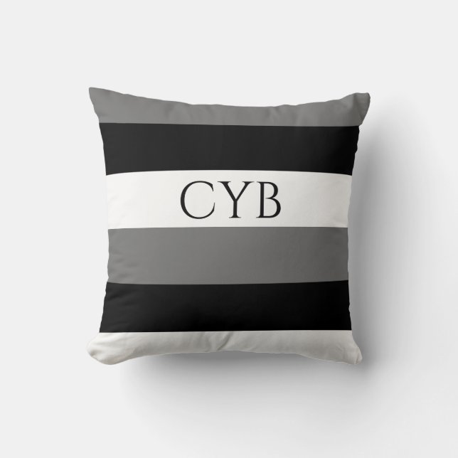 Monogram Striped Throw Pillow (Front)
