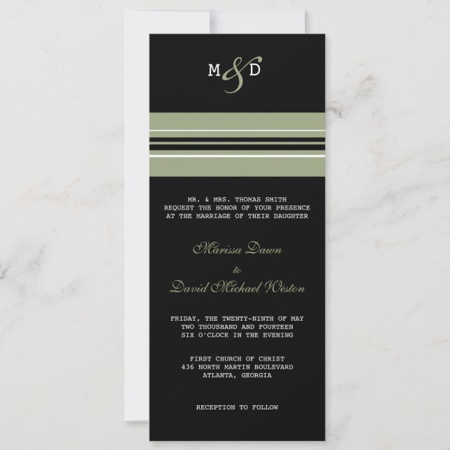 Monogram Striped Wedding Invitation (Front)