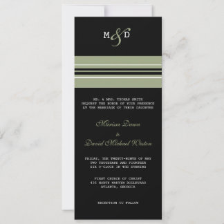 Monogram Striped Wedding Invitation