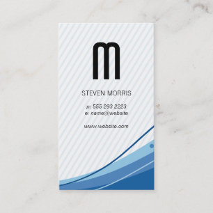 Monogram   Stripes   Blue Wave Business Card
