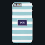 Monogram Stripes iPhone 6 case (Aqua/Navy)<br><div class="desc">Find cute and stylish invitations,  announcements,  stationery, and gifts at It's Owl Good Designs ( itsowlgood.com )</div>