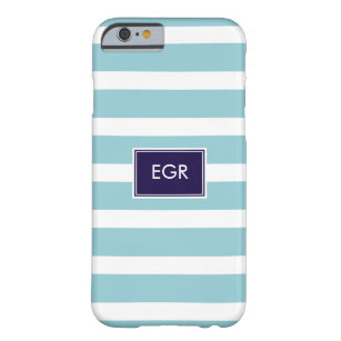 Monogram Stripes iPhone 6 case (Aqua/Navy)