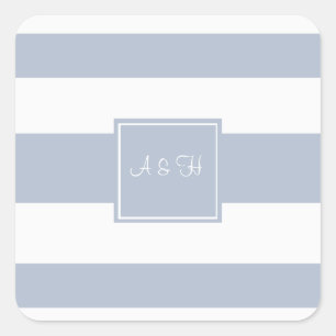 Monogram & Stripes Light Blue Stickers