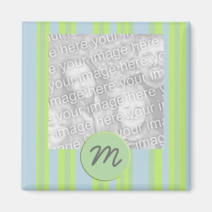 monogram stripes photo frame magnet