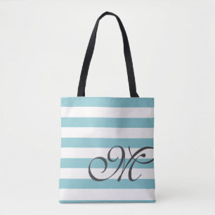 Monogram & Stripes Tote Bag
