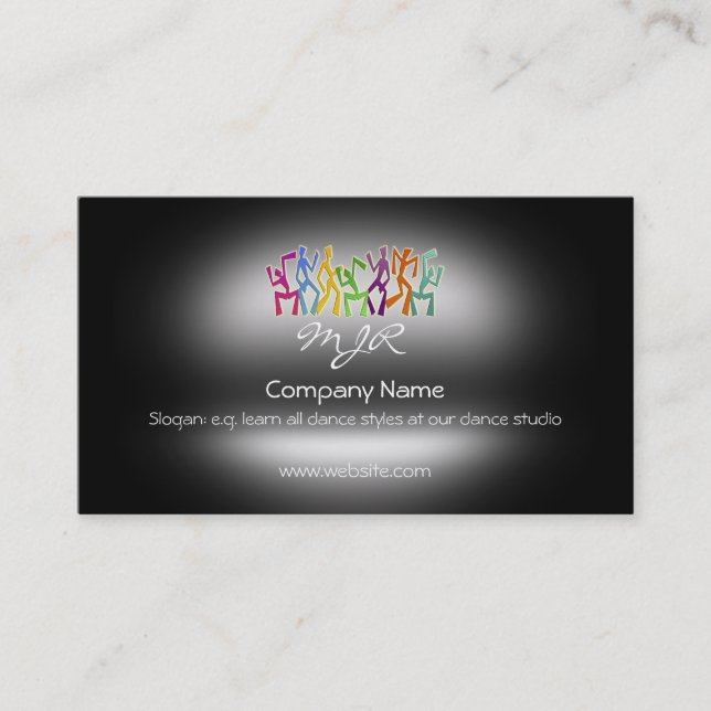 Monogram, Studio Dancers, metallic-effect Business Card (Front)