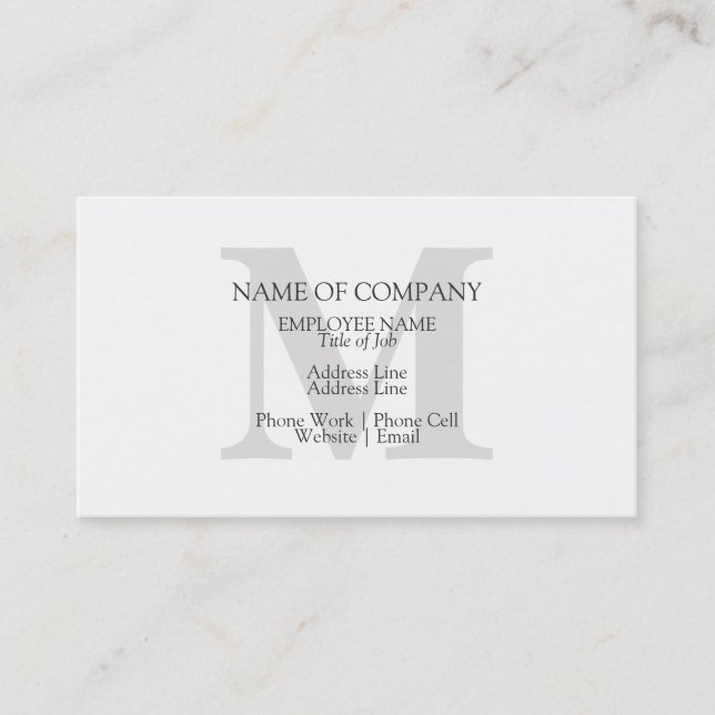 Monogram Stylish Classic Elegant Monogrammed Business Card (Front)