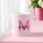 Monogram Stylish Modern Hot Pink Coffee Mug<br><div class="desc">Sip in style with our Monogram Stylish Modern Hot Pink Coffee Mug! Featuring a vibrant hot pink design, this mug is personalised with your monogram in a sleek, modern font for a chic and custom touch. Perfect for your morning coffee or tea, it combines fashionable aesthetics with everyday functionality. Crafted...</div>