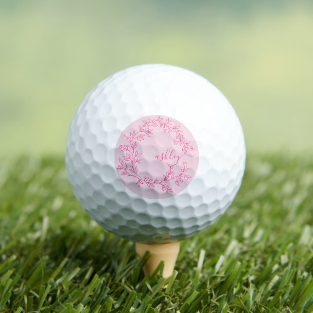 Monogram Stylish Modern Hot Pink Golf Balls (Insitu Tee)