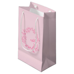 Monogram Stylish Modern Hot Pink Small Gift Bag