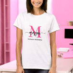 Monogram Stylish Modern Hot Pink T-Shirt<br><div class="desc">Elevate your wardrobe with our Monogram Stylish Modern Hot Pink T-Shirt! Featuring a bold hot pink hue, this tee is personalised with your monogram in a sleek, modern font for a chic, custom look. Made from soft, high-quality fabric, it offers all-day comfort and durability. Perfect for casual outings or layering,...</div>
