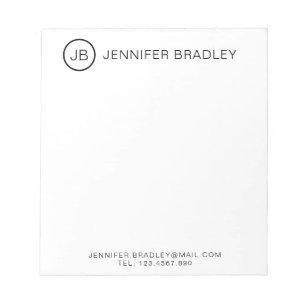 Monogram Stylish Personalised Name Black and White Notepad