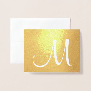 Monogram Stylish Script Initial Folded Gold Foil Card