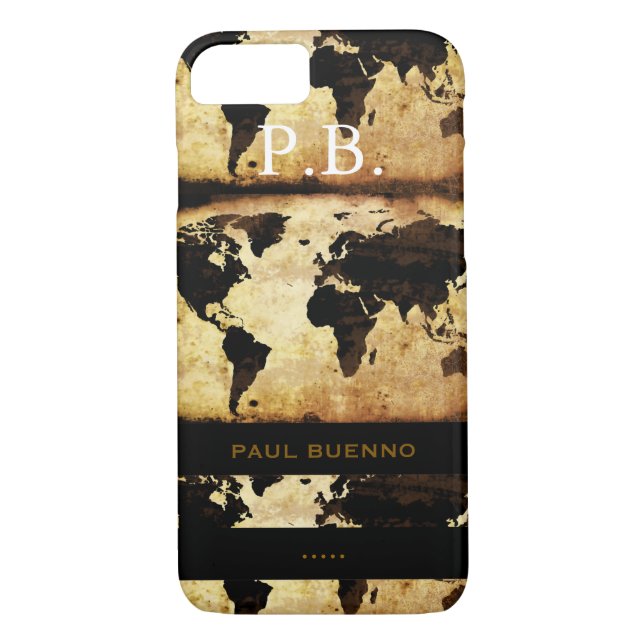 monogram stylish world-map Case-Mate iPhone case (Back)