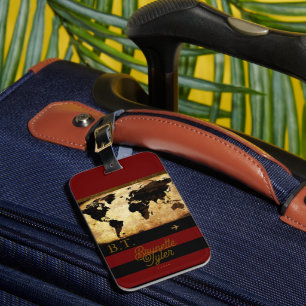 Monogram Stylish World Map Travel Luggage Tag