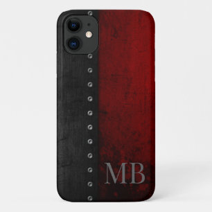 Monogram Stylistic Rustic Red Grunge iPhone 11 Case