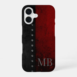 Monogram Stylistic Rustic Red Grunge iPhone 16 Case