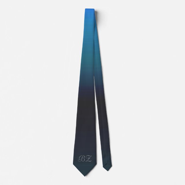 Monogram Subtle Blues Ombre Fade Pinstripe Tie (Front)