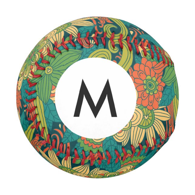 Monogram Summer floral pattern Baseball (Front Left)