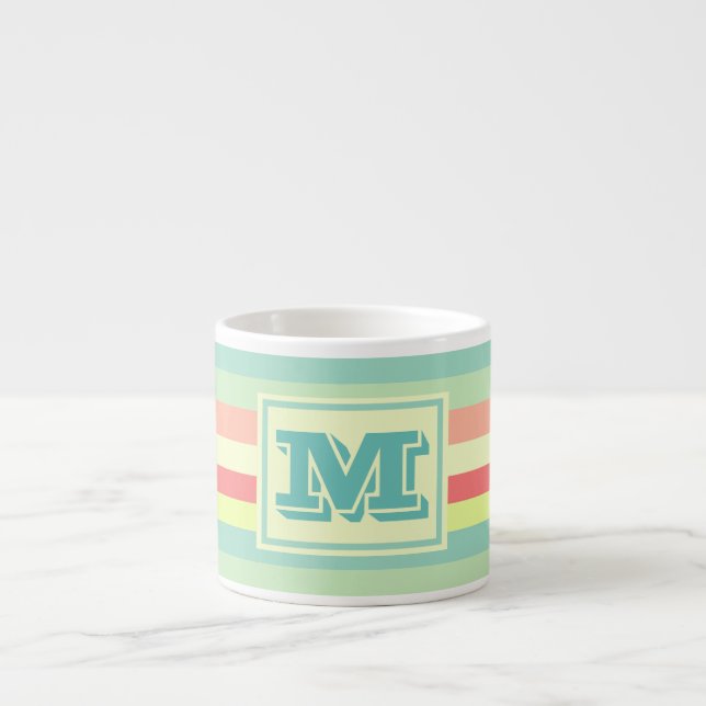 Monogram Summer Pastel Colour Stripes Espresso Cup (Front)