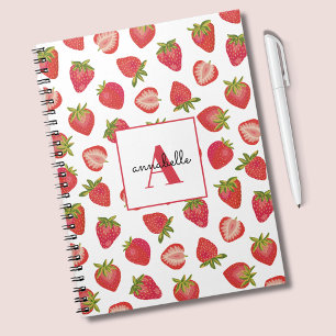 Monogram Summer Strawberry Personalised Notebook