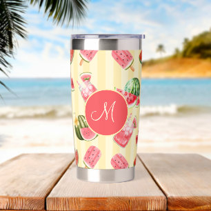 Monogram Summer Watermelon Drinks Pattern Insulated Tumbler