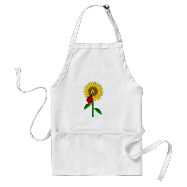 Monogram Sunflower and Ladybug Standard Apron (Front)