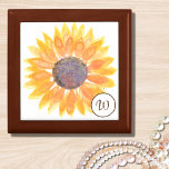 Monogram Sunflower Gift Box<br><div class="desc">This charming gift box is decorated with a watercolor yellow sunflower and stylish monogram.
Easily customisable.
Makes a unique gift.
Original Watercolor © Michele Davies.</div>