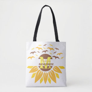 Monogram Sunflower Personalised Bridesmaid Tote Bag