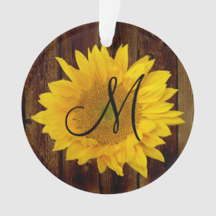 Monogram Sunflower Vintage Country Flower Ornament