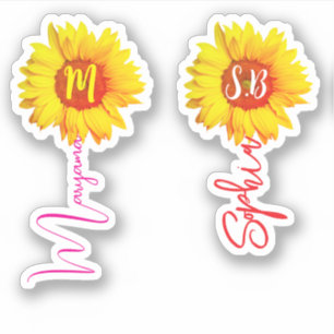 (Monogram Sunflowers for Girls) Handwritten Name