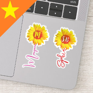 (Monogram Sunflowers for Girls) Handwritten Name