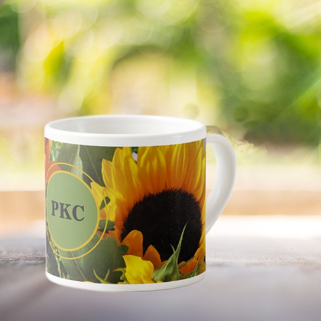 Monogram Sunflowers Print 6oz Espresso Cup (Creator Uploaded)