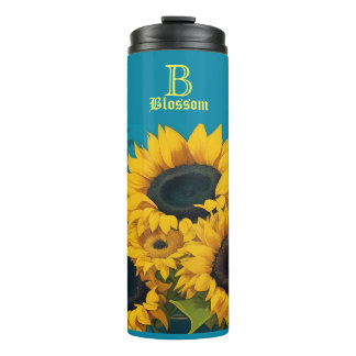 Monogram Sunflowers Vincent Van Gogh   Thermal Tumbler