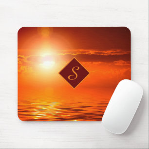 Monogram Sunset Orange Golden Sky Sea of Gold Mouse Mat