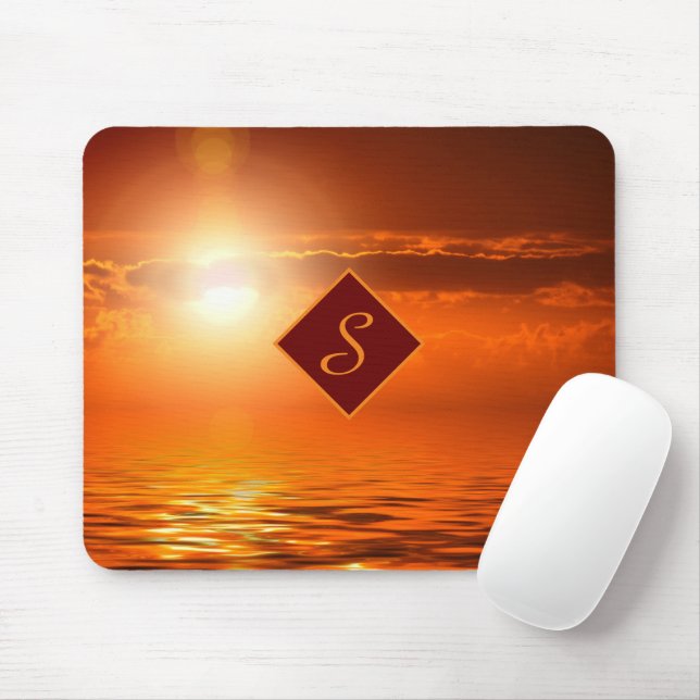 Monogram Sunset Orange Golden Sky Sea of Gold Mouse Mat (With Mouse)