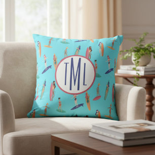 Monogram Surf and Beach Home Décor Cushion