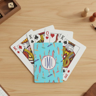 Monogram Surfer Girl Pattern Playing Cards