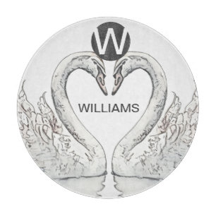 Monogram Swan Glass Cutting Board