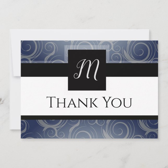 Monogram Swirls Thank You Card (Front)