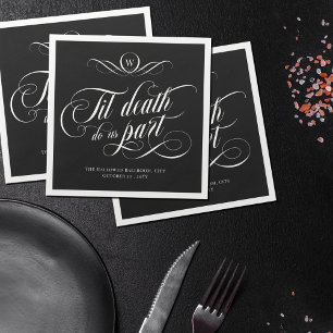 Monogram Swirly Til Death Do Us Part Wedding Napkin