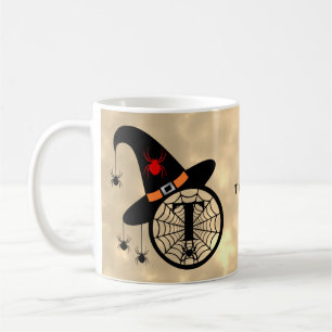 Monogram T Halloween Sky Witch Spiders Name Coffee Mug