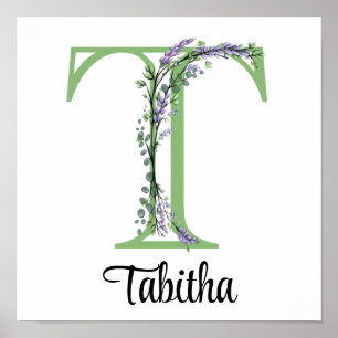Monogram T Lavender Eucalyptus nursery Poster