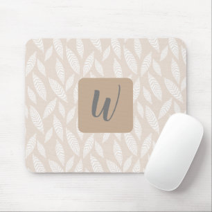 Monogram Tan Botanical Leaves Mouse Pad