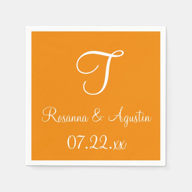 Monogram Tangerine Cool Colour Coordinated Napkins (Front)