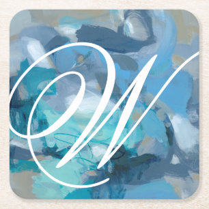 Monogram   Tangled Square Paper Coaster